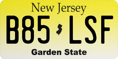 NJ license plate B85LSF