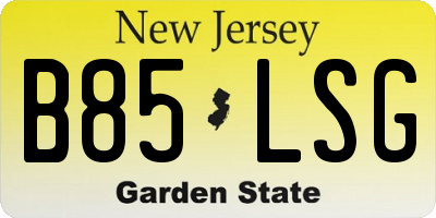 NJ license plate B85LSG