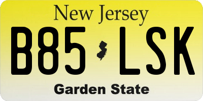 NJ license plate B85LSK