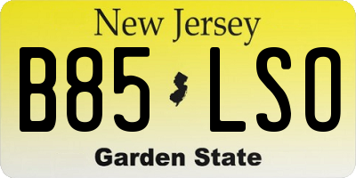 NJ license plate B85LSO
