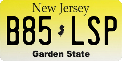 NJ license plate B85LSP