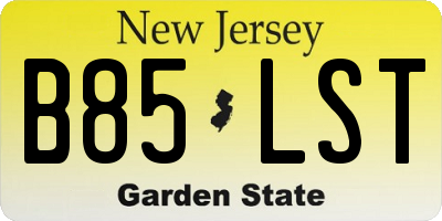 NJ license plate B85LST