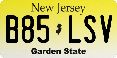 NJ license plate B85LSV