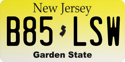 NJ license plate B85LSW