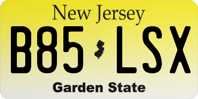 NJ license plate B85LSX