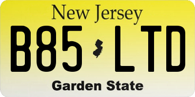 NJ license plate B85LTD
