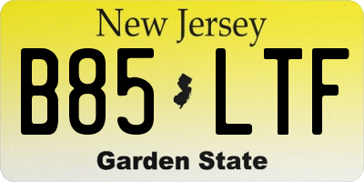 NJ license plate B85LTF