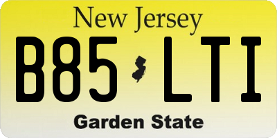 NJ license plate B85LTI