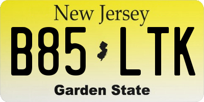 NJ license plate B85LTK