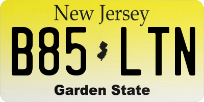 NJ license plate B85LTN