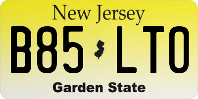 NJ license plate B85LTO