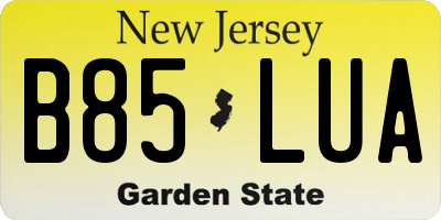 NJ license plate B85LUA