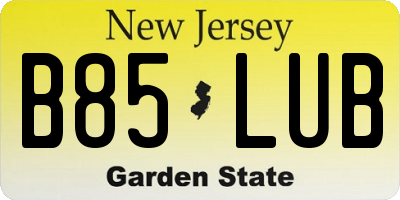 NJ license plate B85LUB