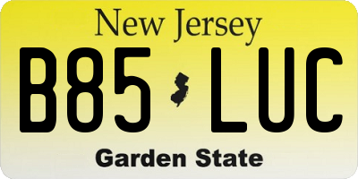 NJ license plate B85LUC