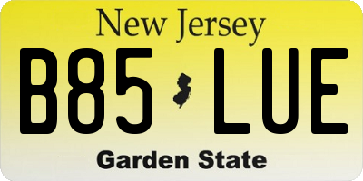 NJ license plate B85LUE