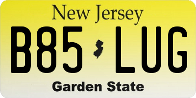 NJ license plate B85LUG