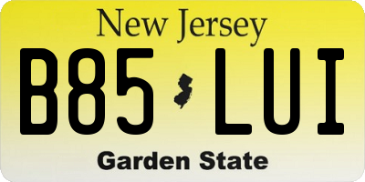 NJ license plate B85LUI