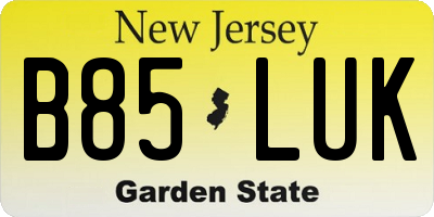 NJ license plate B85LUK