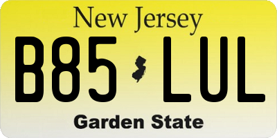 NJ license plate B85LUL