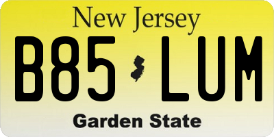 NJ license plate B85LUM