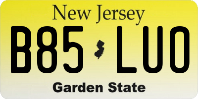 NJ license plate B85LUO