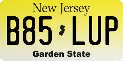 NJ license plate B85LUP