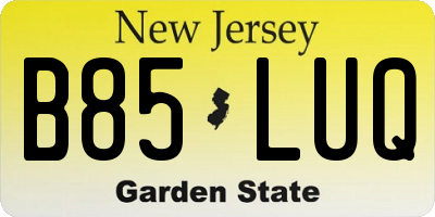 NJ license plate B85LUQ