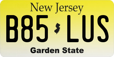 NJ license plate B85LUS