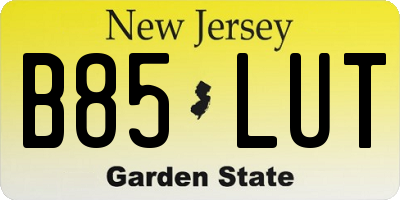 NJ license plate B85LUT