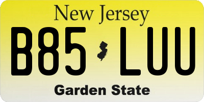 NJ license plate B85LUU
