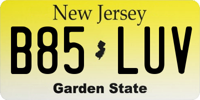 NJ license plate B85LUV