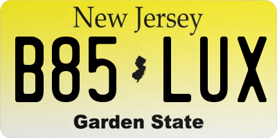 NJ license plate B85LUX