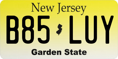 NJ license plate B85LUY