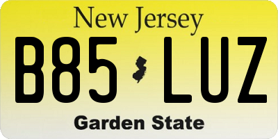 NJ license plate B85LUZ