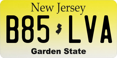 NJ license plate B85LVA