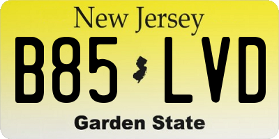 NJ license plate B85LVD