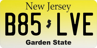 NJ license plate B85LVE