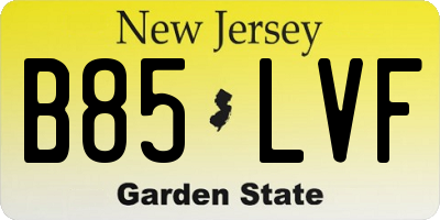 NJ license plate B85LVF