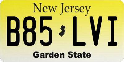 NJ license plate B85LVI