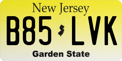 NJ license plate B85LVK