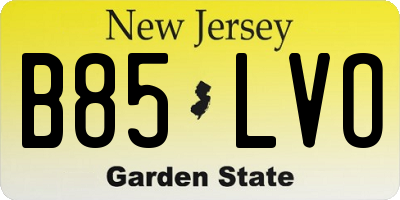 NJ license plate B85LVO