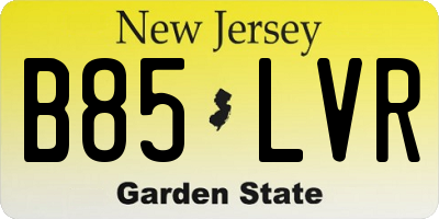 NJ license plate B85LVR