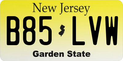 NJ license plate B85LVW