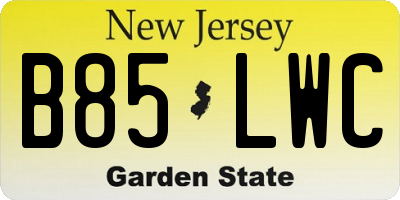 NJ license plate B85LWC