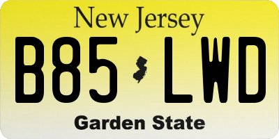 NJ license plate B85LWD