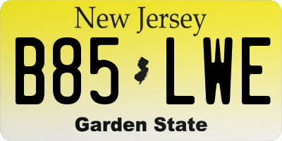 NJ license plate B85LWE