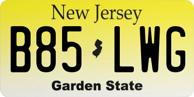 NJ license plate B85LWG