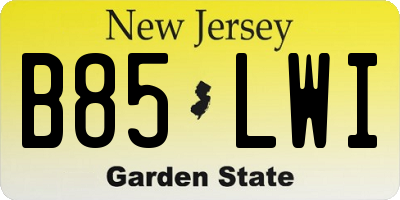 NJ license plate B85LWI