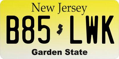 NJ license plate B85LWK