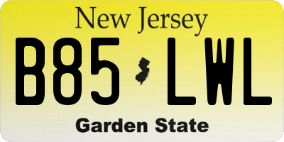 NJ license plate B85LWL